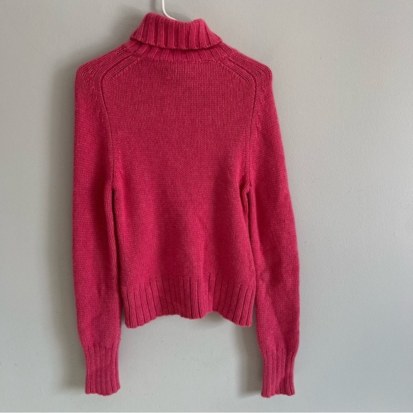Express Wool Angora Cashmere Turtleneck Cable Knit Sweater Pink Sz XL Fisherman - Picture 6 of 8